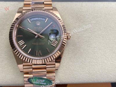 AR Factory Rolex Daydate 40*12.2mm 3255 Movement Olive Green Face Romans Markers Watch